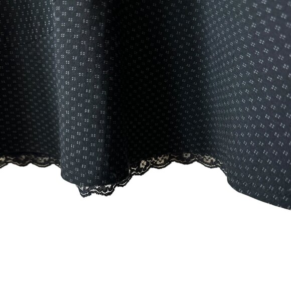 Anthropologie Elevenses Navy Geometric Patterned Skirt Lined Lace Trim Romantic - Picture 5 of 13